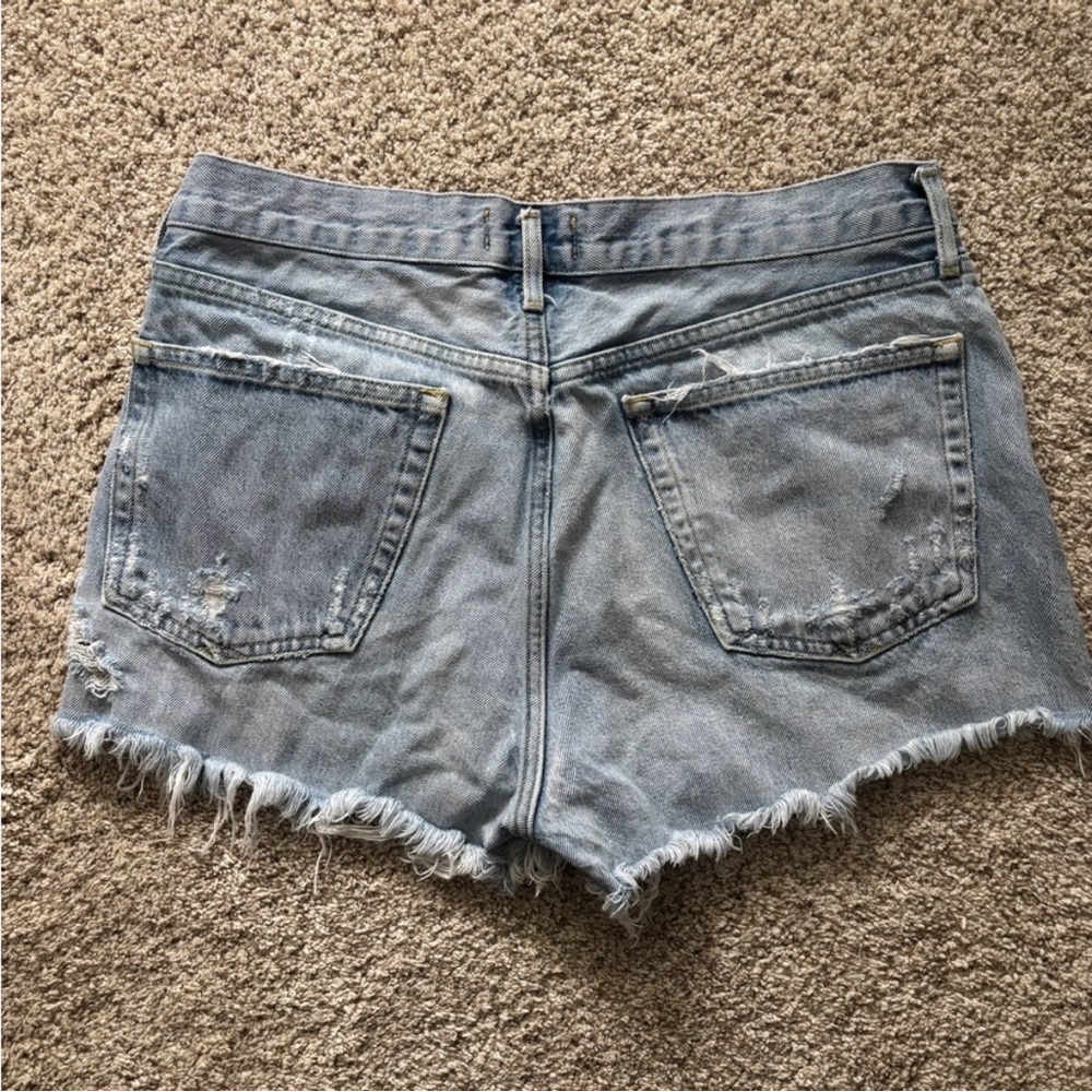 AGOLDE Parker Distressed Denim Cut Off Shorts Light Wash Blue Sz 29 - Picture 9 of 11